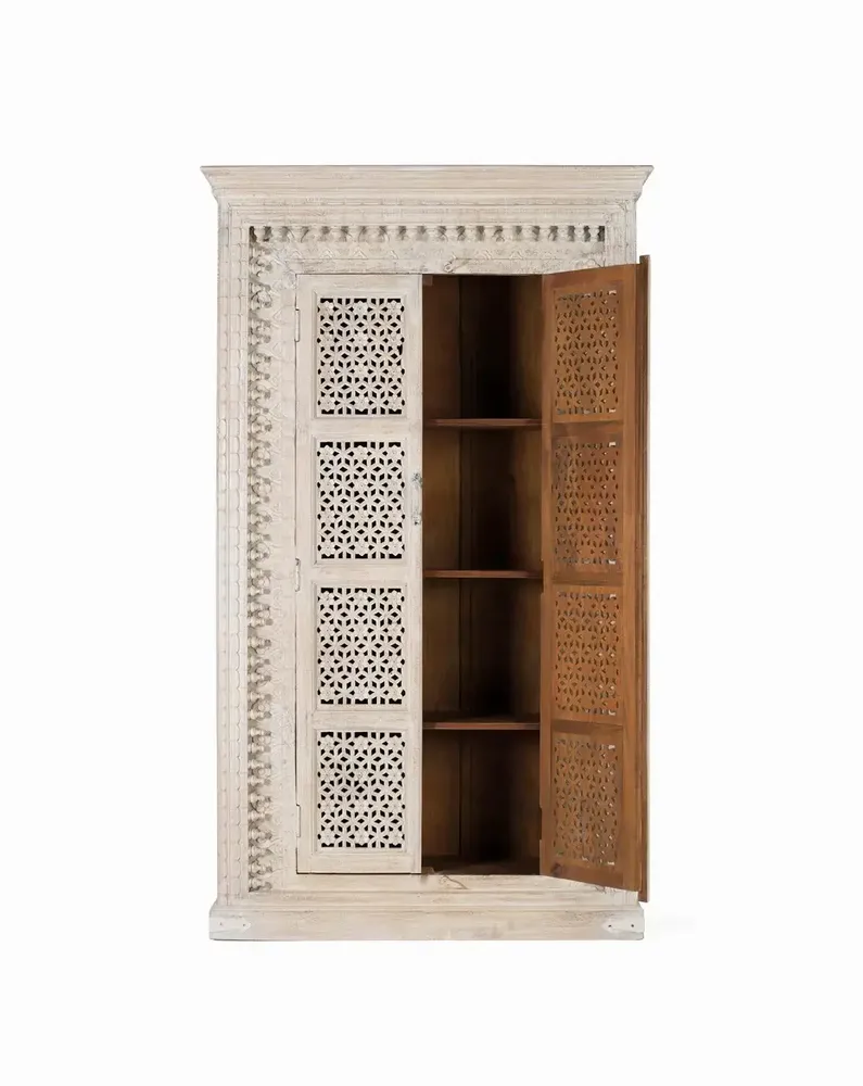 Wardrobe - White pickled mango wood cabinet - GINER Y COLOMER
