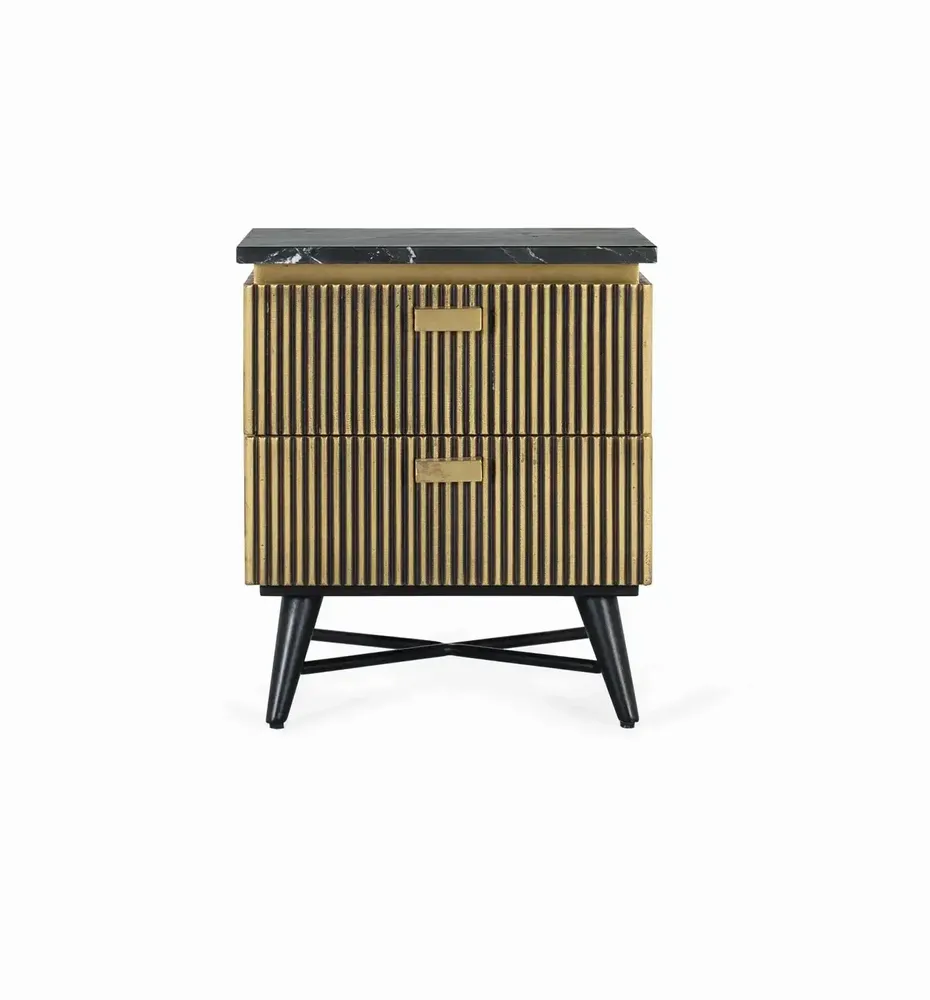 Night tables - Bedside table with 2 drawers handmade in wood and marble - GINER Y COLOMER