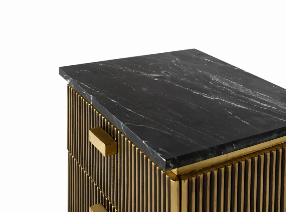 Night tables - Bedside table with 2 drawers handmade in wood and marble - GINER Y COLOMER