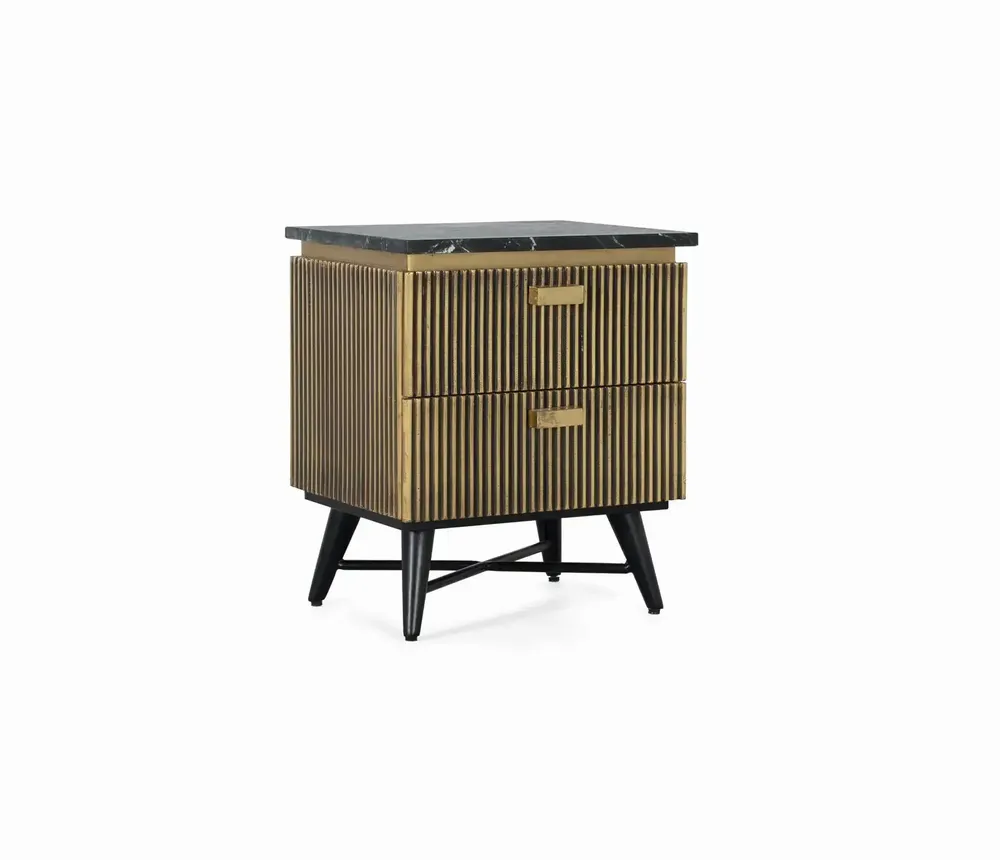 Night tables - Bedside table with 2 drawers handmade in wood and marble - GINER Y COLOMER