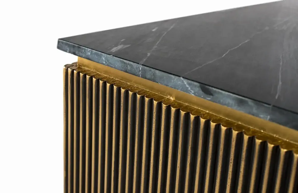 Coffee tables - Bronze-covered wooden coffee table with marble top - GINER Y COLOMER