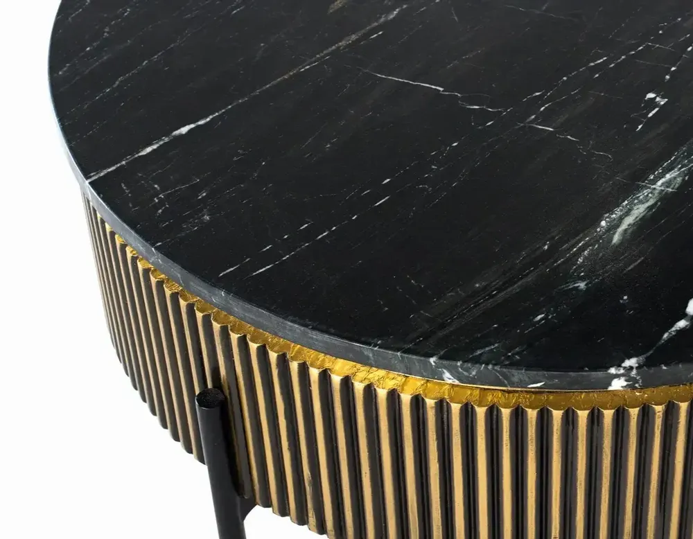 Coffee tables - Bronze-covered wooden coffee table with marble top - GINER Y COLOMER