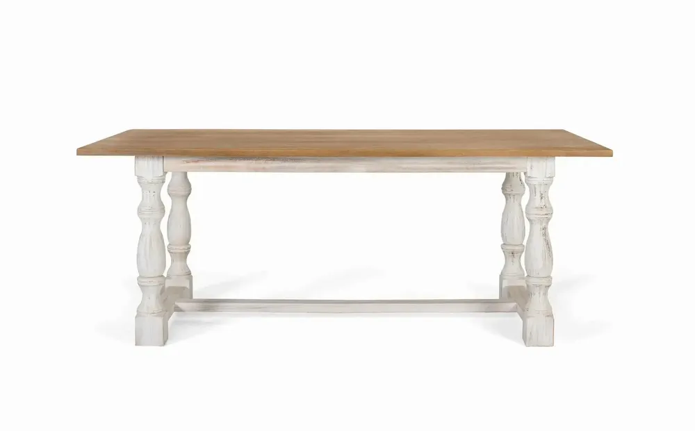 Tables Salle à Manger - Table à manger rectangulaire avec pieds tournés en blanc 200 cm - GINER Y COLOMER