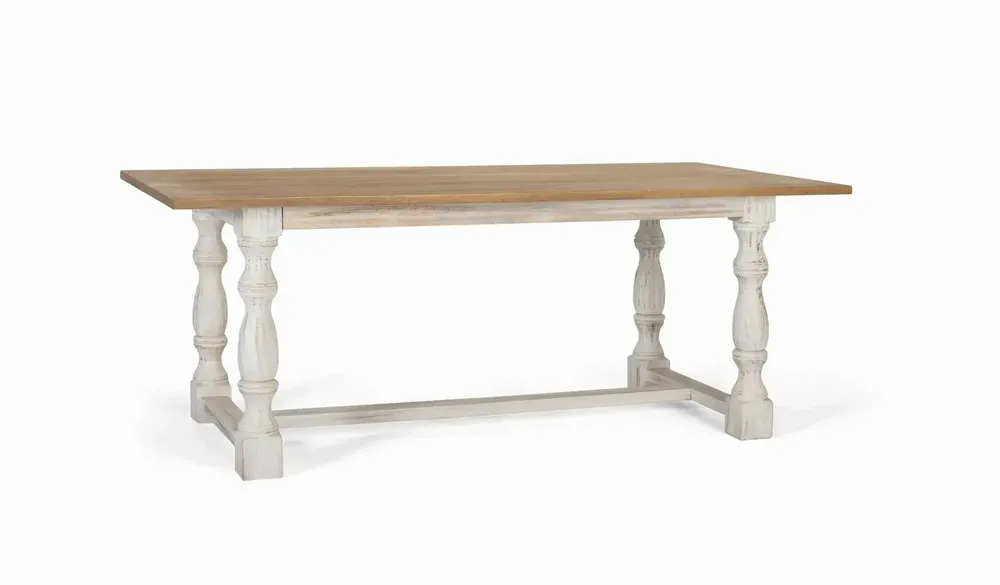 Tables Salle à Manger - Table à manger rectangulaire avec pieds tournés en blanc 200 cm - GINER Y COLOMER