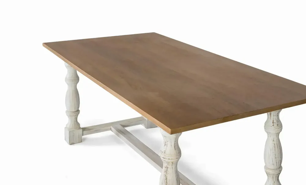 Tables Salle à Manger - Table à manger rectangulaire avec pieds tournés en blanc 200 cm - GINER Y COLOMER