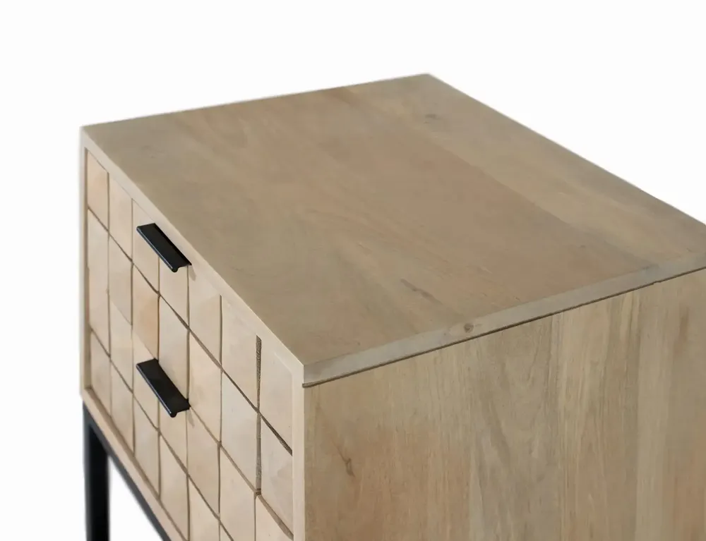 Tables de nuit - Table de chevet faite à la main en bois de manguier avec veinage naturel - GINER Y COLOMER