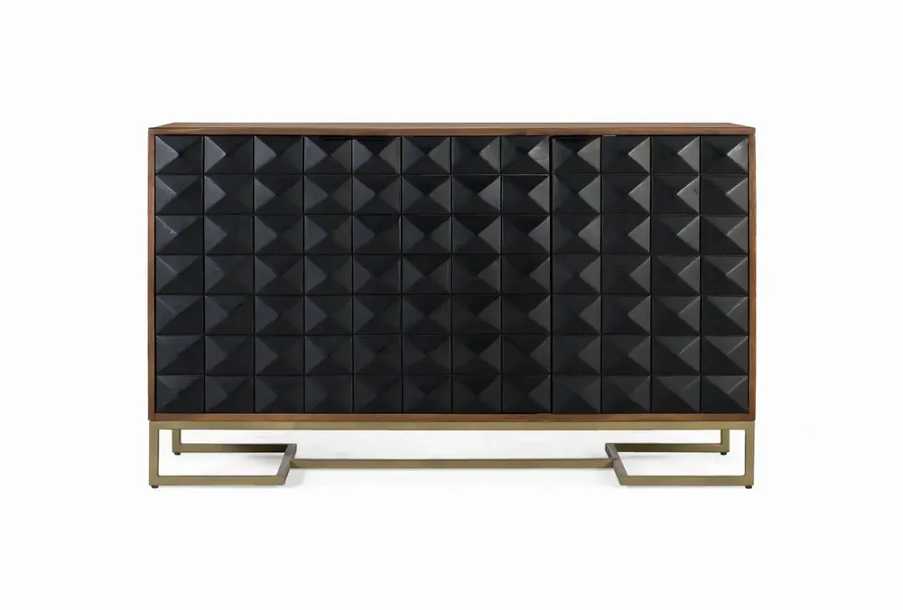 Sideboards - Hand-carved sideboard in mango wood with gilded legs 135 cm - GINER Y COLOMER