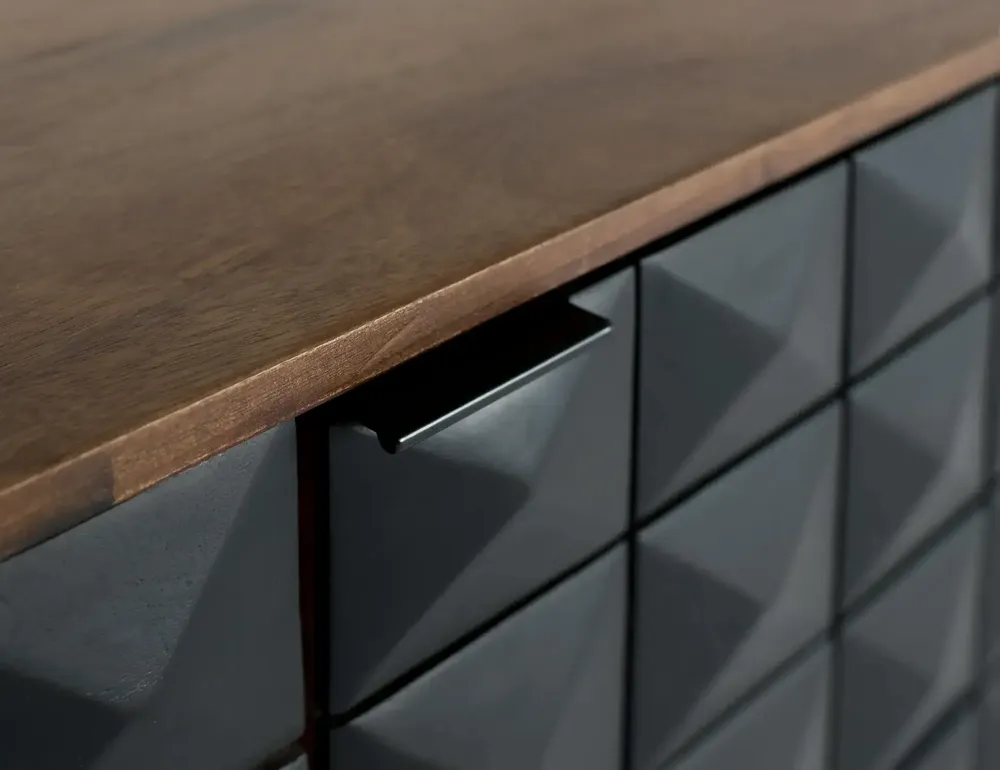 Sideboards - Hand-carved sideboard in mango wood with gilded legs 135 cm - GINER Y COLOMER