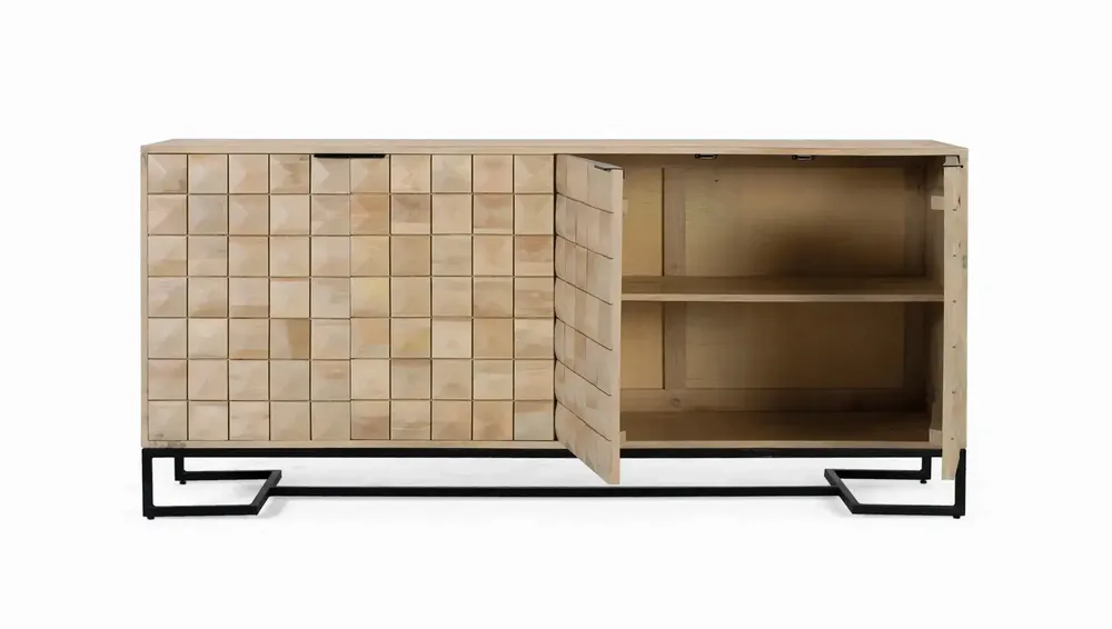 Sideboards - Hand-carved and handcrafted mango wood sideboard, 180 cm - GINER Y COLOMER
