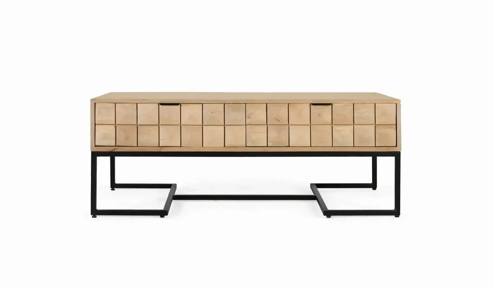 Coffee tables - Handcrafted and carved mango wood coffee table, 120 cm - GINER Y COLOMER