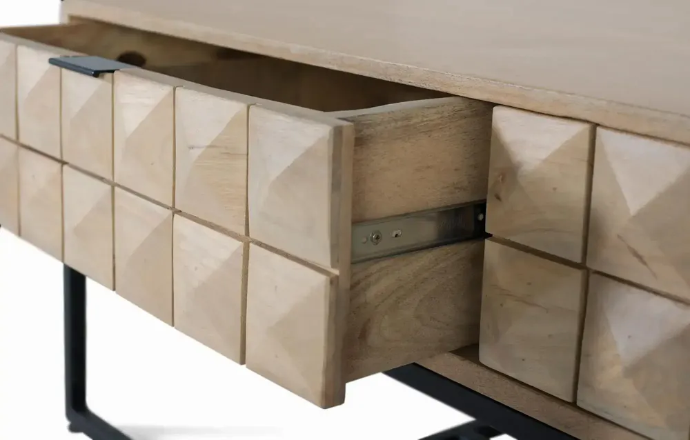 Coffee tables - Handcrafted and carved mango wood coffee table, 120 cm - GINER Y COLOMER