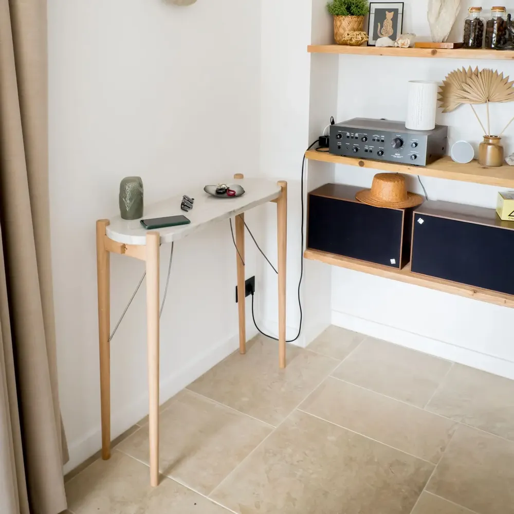Console table - White marble granite top console - Console moi - 90cm x 30cm - C'EST BIEN FAIT