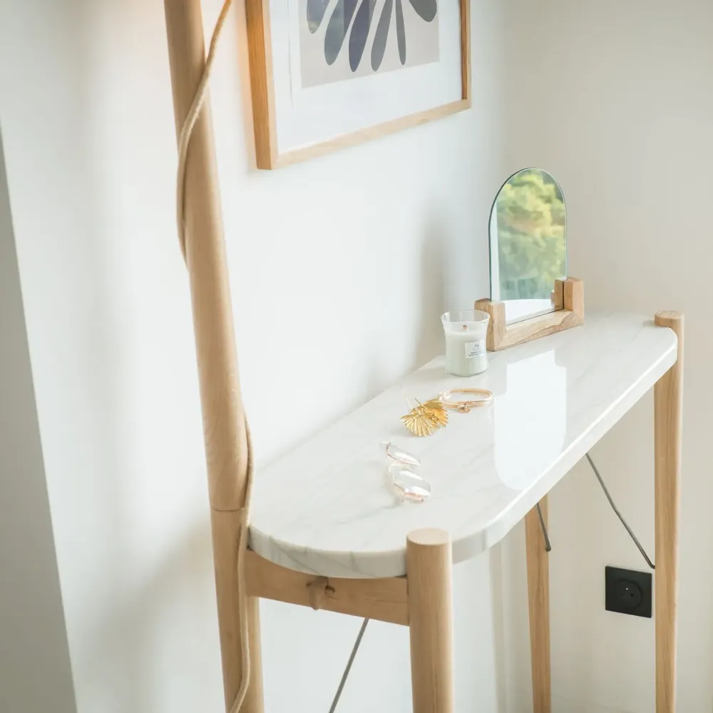Console table - White marble granite top console - Console moi - 90cm x 30cm - C'EST BIEN FAIT