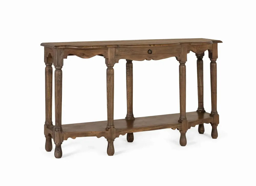 Console table - Hand-carved console table made from recycled teak wood - GINER Y COLOMER