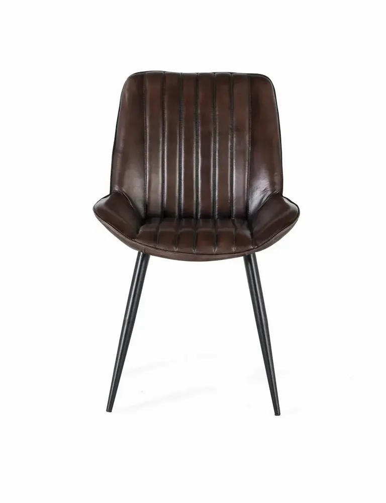 Chairs - Natural dark brown leather chair - GINER Y COLOMER