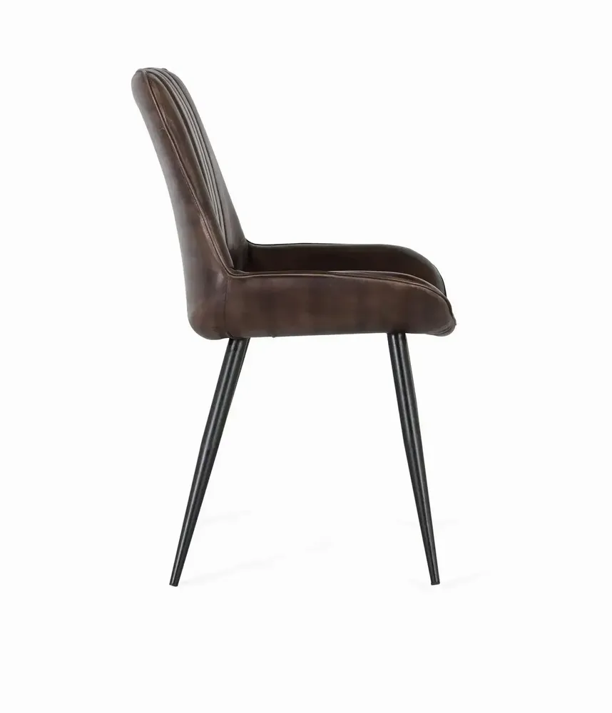 Chairs - Natural dark brown leather chair - GINER Y COLOMER