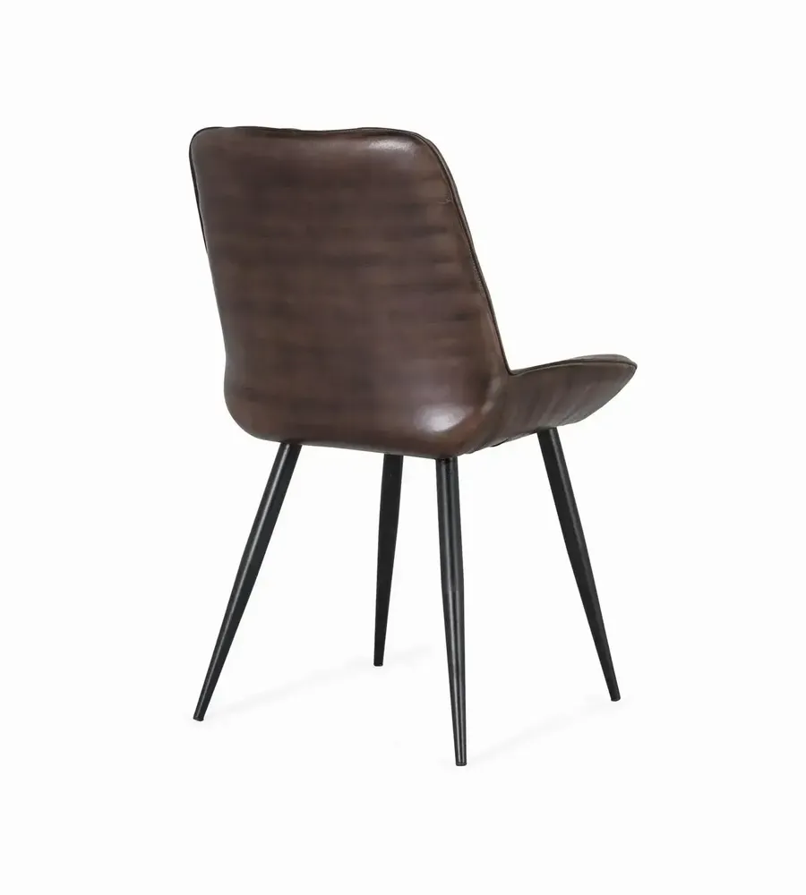 Chairs - Natural dark brown leather chair - GINER Y COLOMER