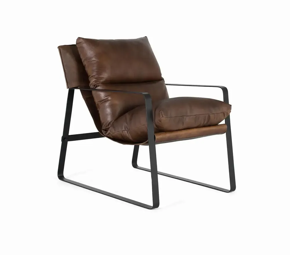 Fauteuils - Fauteuil cuir marron et métal - GINER Y COLOMER