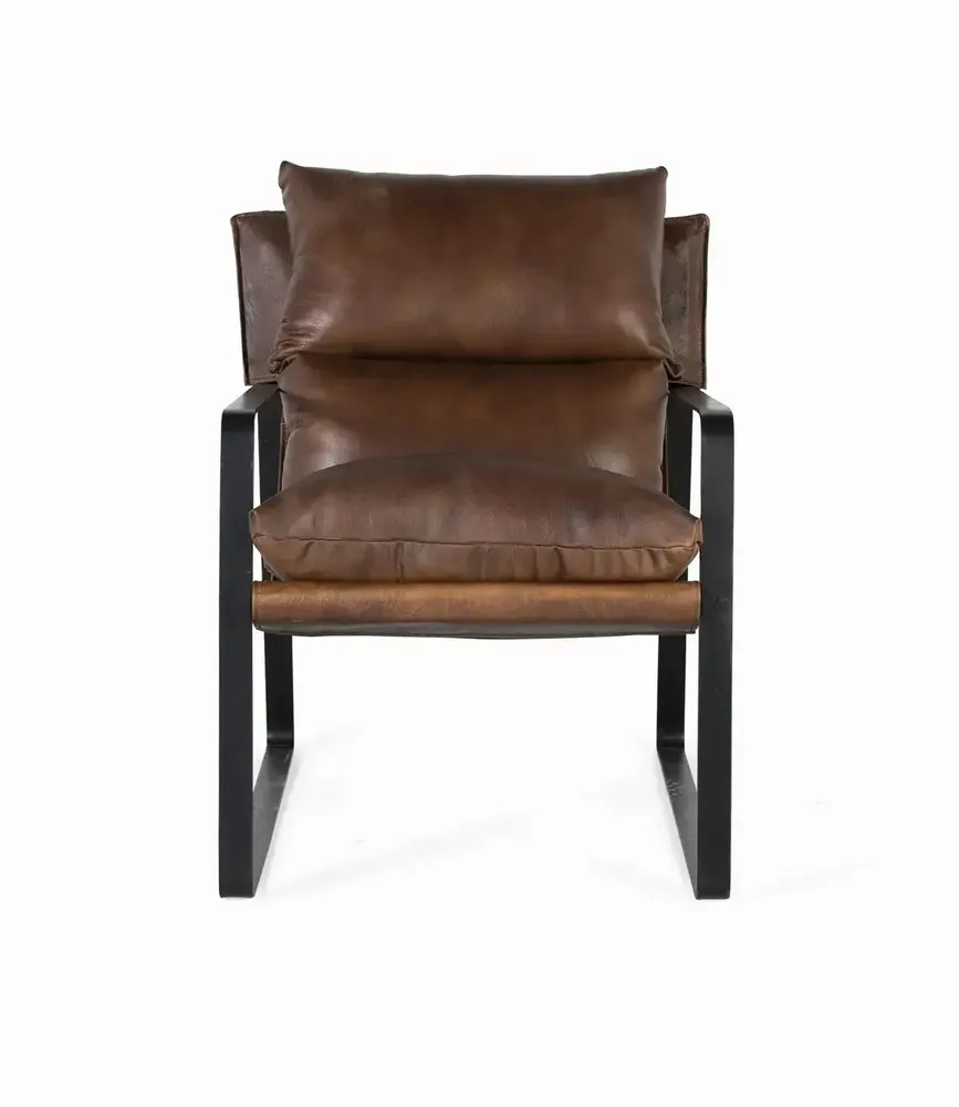 Fauteuils - Fauteuil cuir marron et métal - GINER Y COLOMER