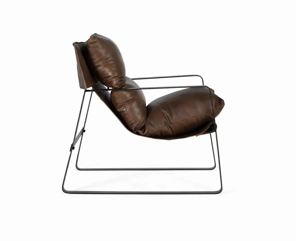 Fauteuils - Fauteuil cuir marron et métal - GINER Y COLOMER