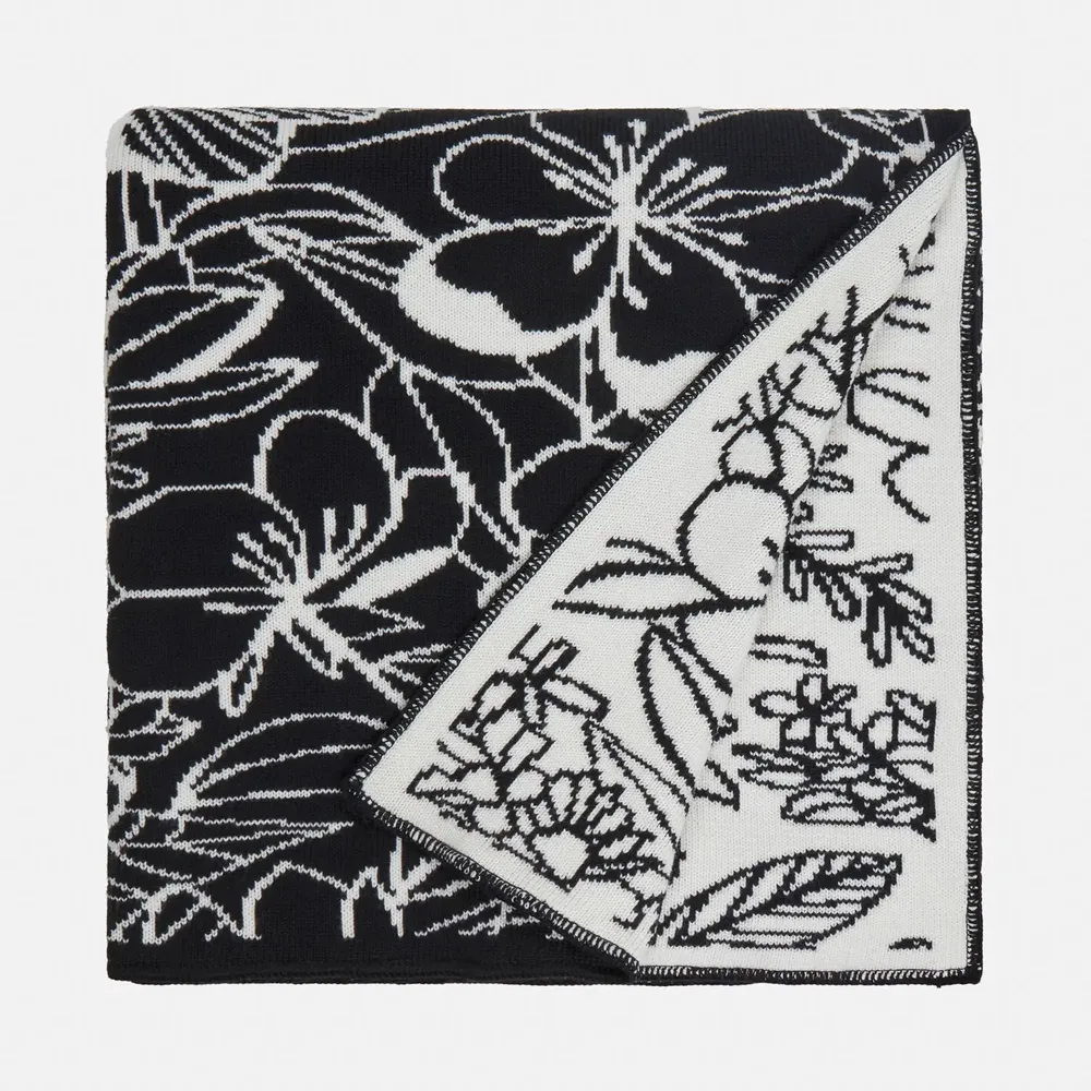Throw blankets - 160x180cm Reversible Wool Blanket, 'Floral Figment' - SHAKU