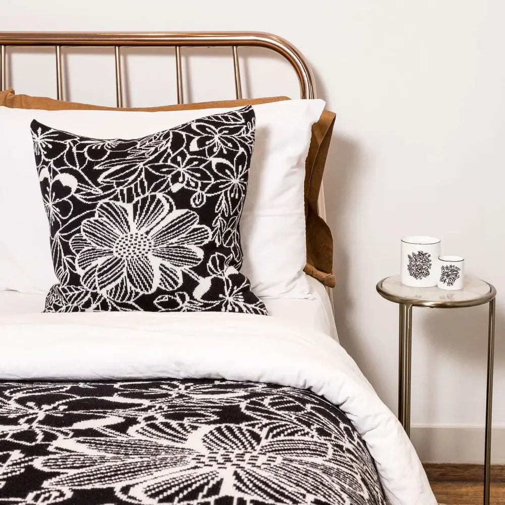 Throw blankets - 160x180cm Reversible Wool Blanket, 'Floral Figment' - SHAKU