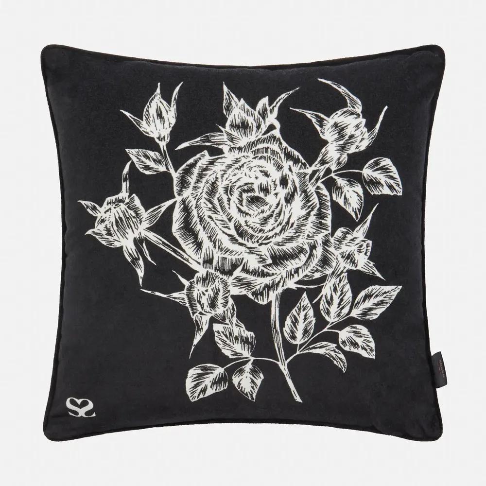 Fabric cushions - Rose Bramble Velvet Cushion Cover, 40x40cm - SHAKU