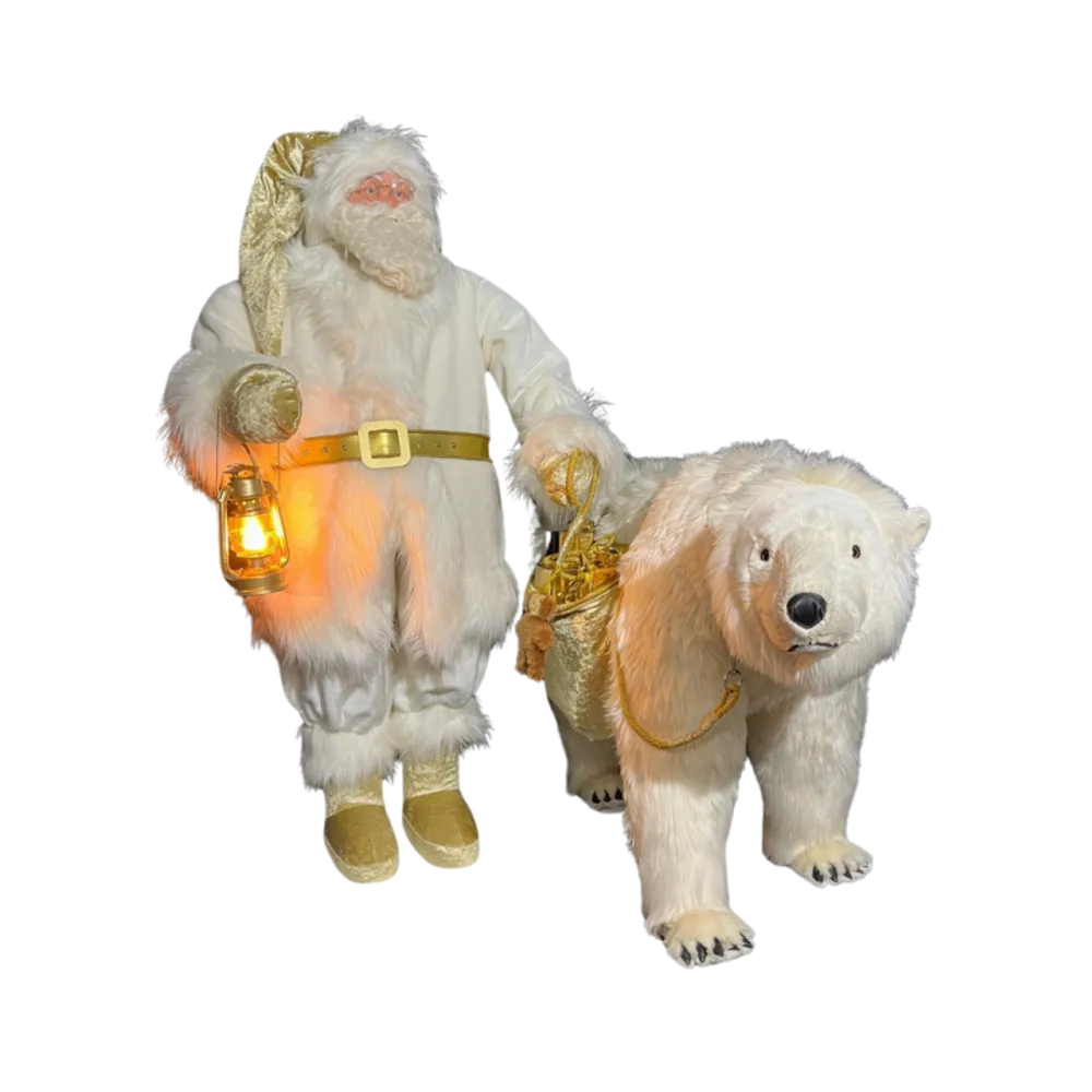 Autres décorations de Noël - Pere Noel blanc et ours polaire - ANIMATE FACTORY
