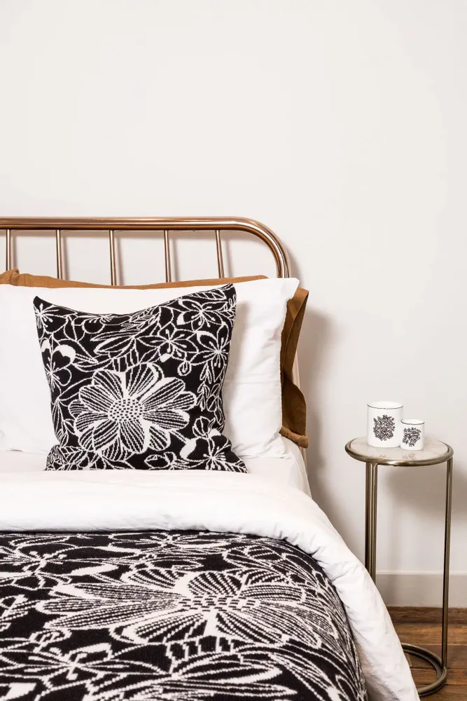 Fabric cushions - 'Floral Figment' Wool Cushion, 50x50cm - SHAKU