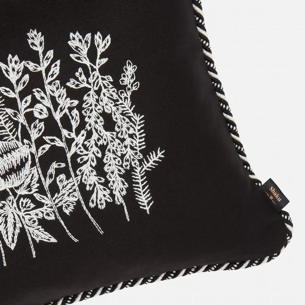 Fabric cushions - 'Meadow' Hand Embroidered Italian Cushion, 50 x 35 cm - SHAKU