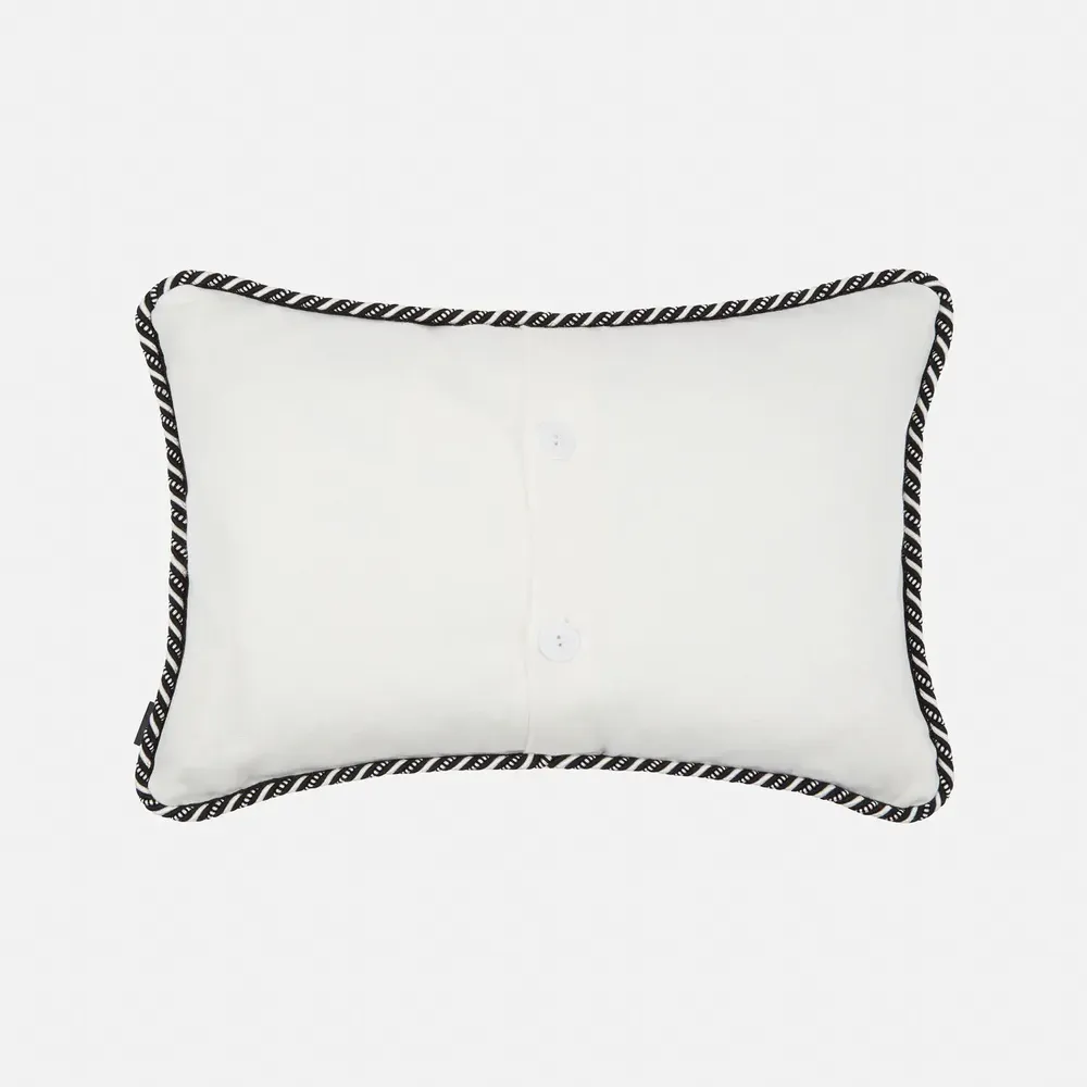 Fabric cushions - 'Meadow' Hand Embroidered Italian Cushion, 50 x 35 cm - SHAKU