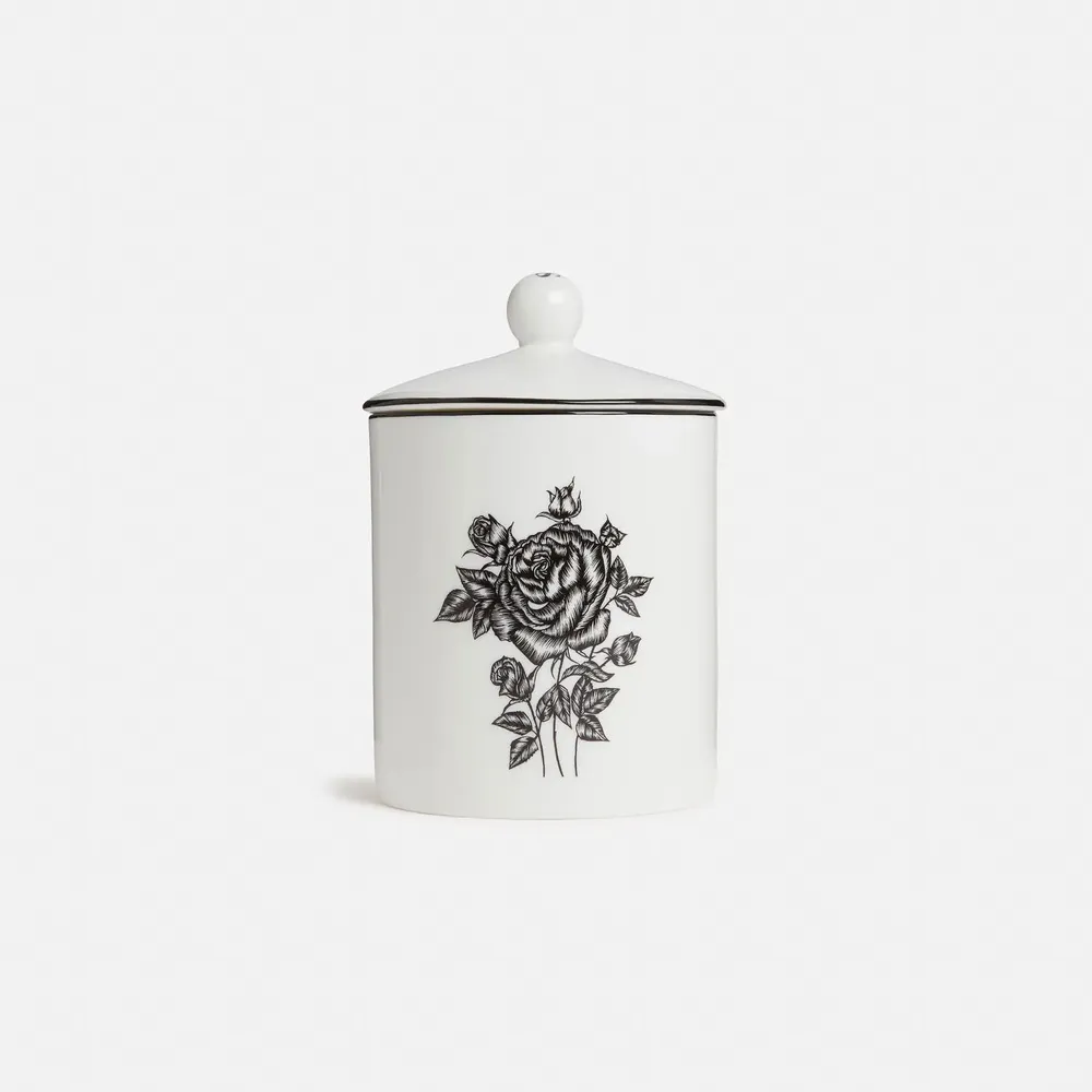 Candles - Indian Rose Scented Candle in Fine Bone China Pot - SHAKU