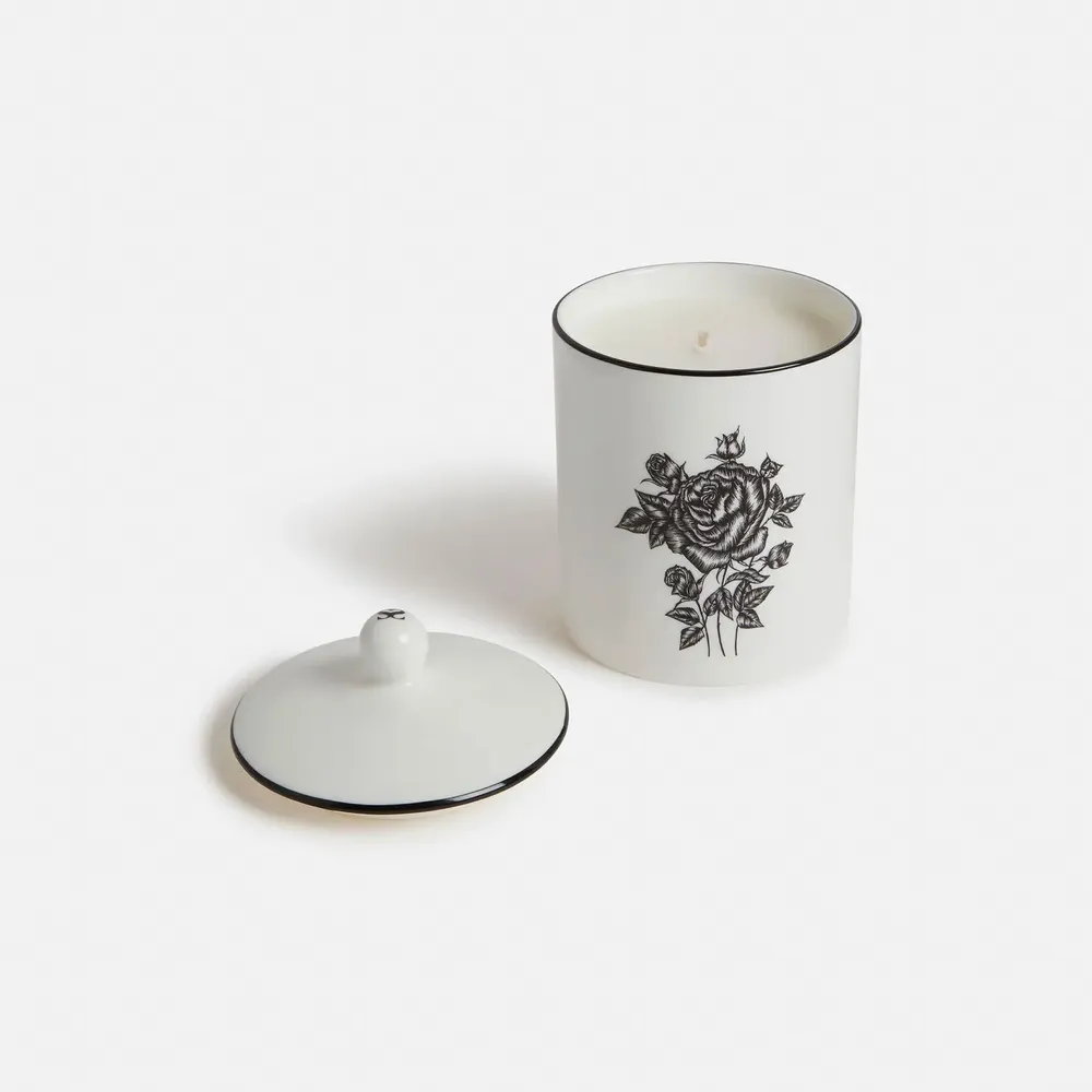 Candles - Indian Rose Scented Candle in Fine Bone China Pot - SHAKU