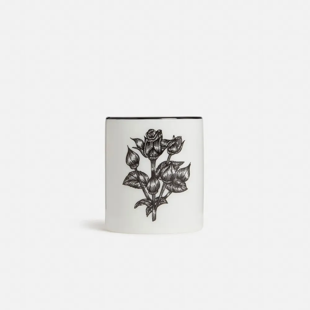 Candles - Indian Rose Scented Candle in Fine Bone China Pot - SHAKU