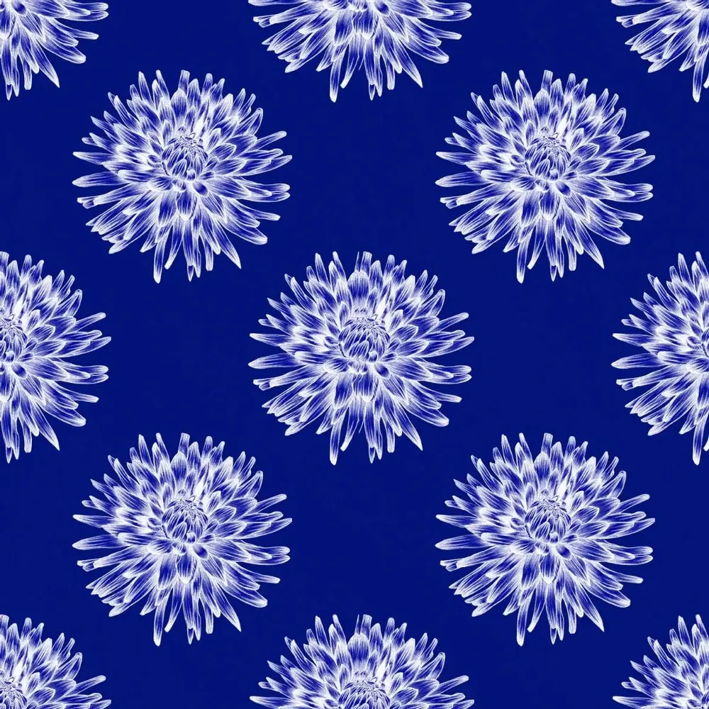 Wallpaper - Dahlia Indigo Wallpaper - SHAKU