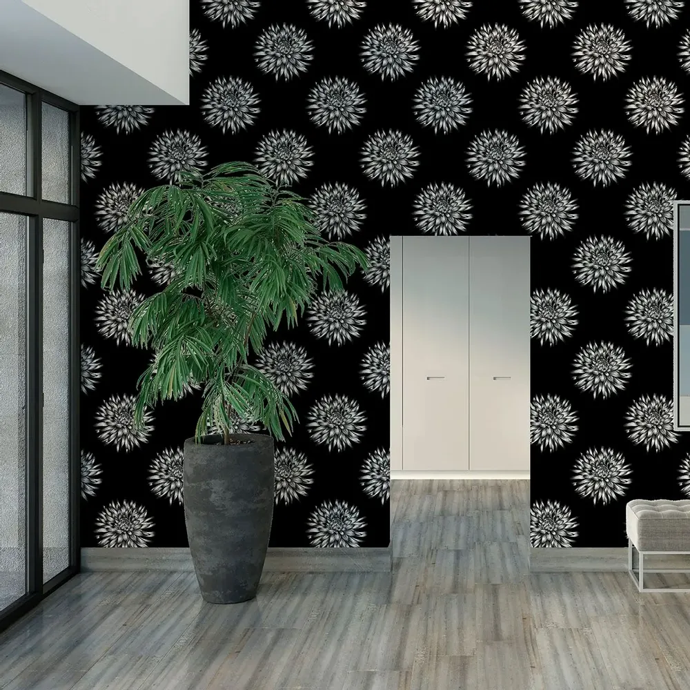 Wallpaper - Dahlia Black Wallpaper - SHAKU