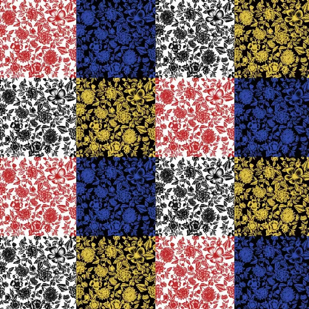 Wallpaper - Floral Patchwork Wallpaper - SHAKU