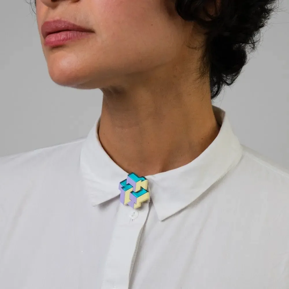 Brooches - Prisma Button Cover – Geometric Shirt Accessory for Bold, Modern Style - PAMELA COROMOTO