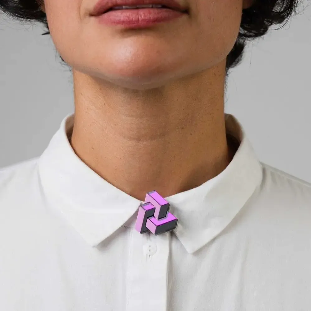 Brooches - Prisma Button Cover – Geometric Shirt Accessory for Bold, Modern Style - PAMELA COROMOTO