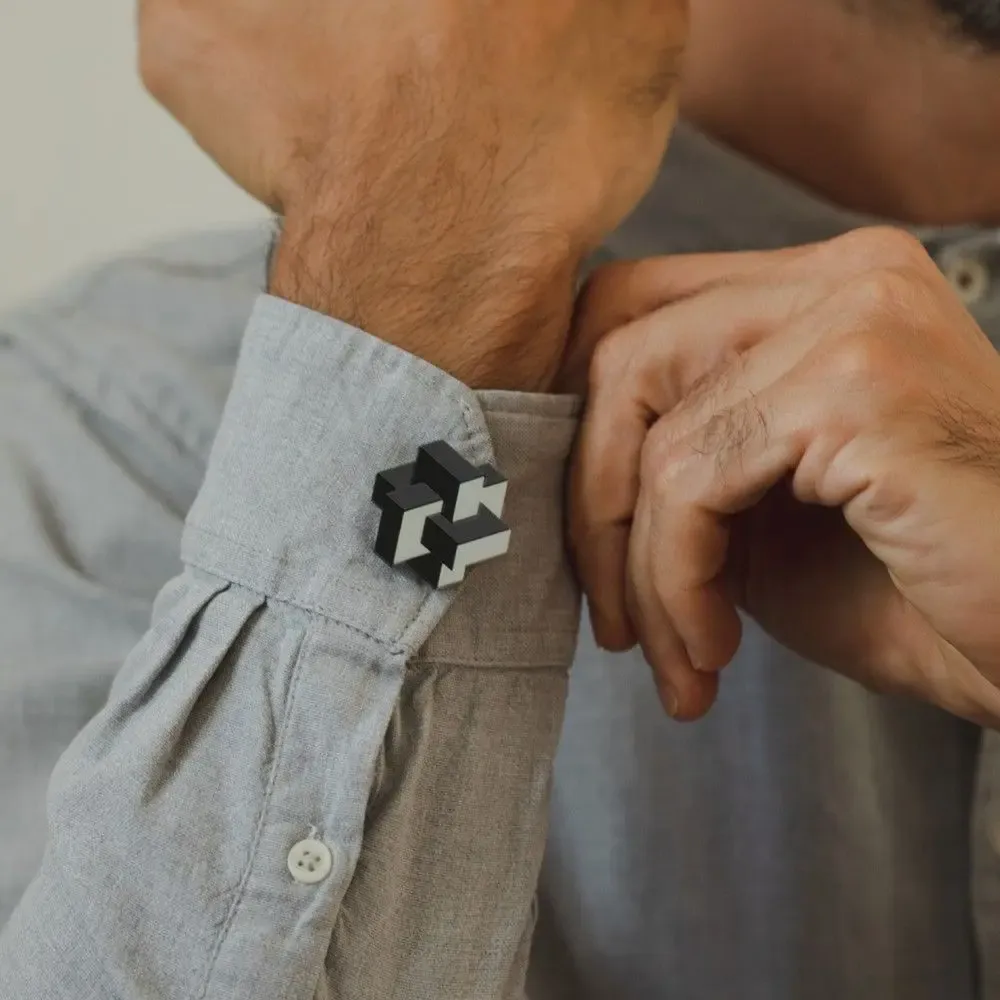 Brooches - Prisma Button Cover – Geometric Shirt Accessory for Bold, Modern Style - PAMELA COROMOTO