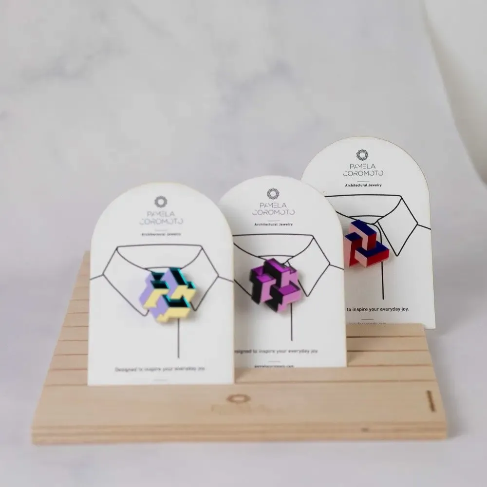 Brooches - Prisma Button Cover – Geometric Shirt Accessory for Bold, Modern Style - PAMELA COROMOTO