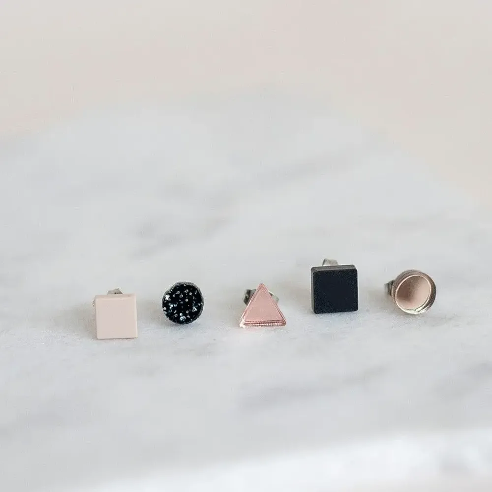 Children's apparel - Basic Mini / Best-Selling Set of 5 Upcycled Earrings for all ages - PAMELA COROMOTO