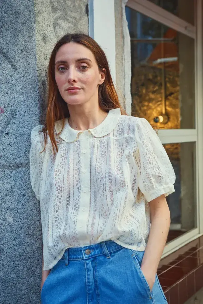 Apparel - AMBER BLOUSE Ecru lace - POUDRE ORGANIC