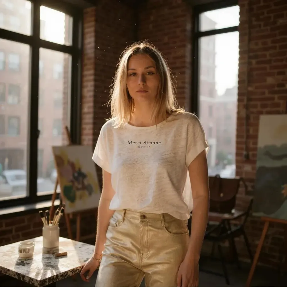 Prêt-à-porter - tee-shirt en lin recto verso - JEANNE A DIT