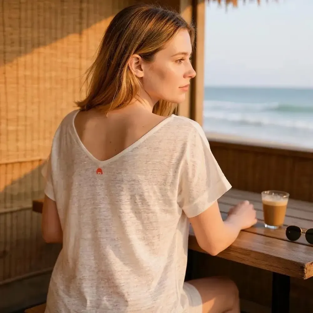 Prêt-à-porter - tee-shirt en lin recto verso - JEANNE A DIT
