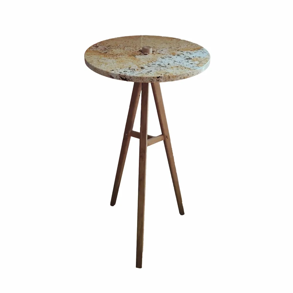 Autres tables - Table haute plateau granite dorée - Triplette - Diamètre 60cm - C'EST BIEN FAIT