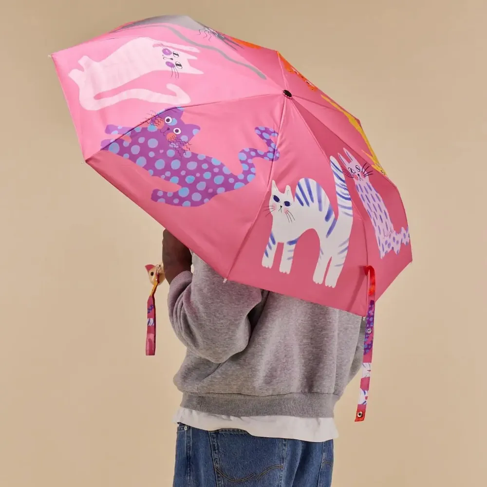 Prêt-à-porter - Fuchsia Arty Cats Eco-friendly Duck Umbrella - ORIGINAL DUCKHEAD