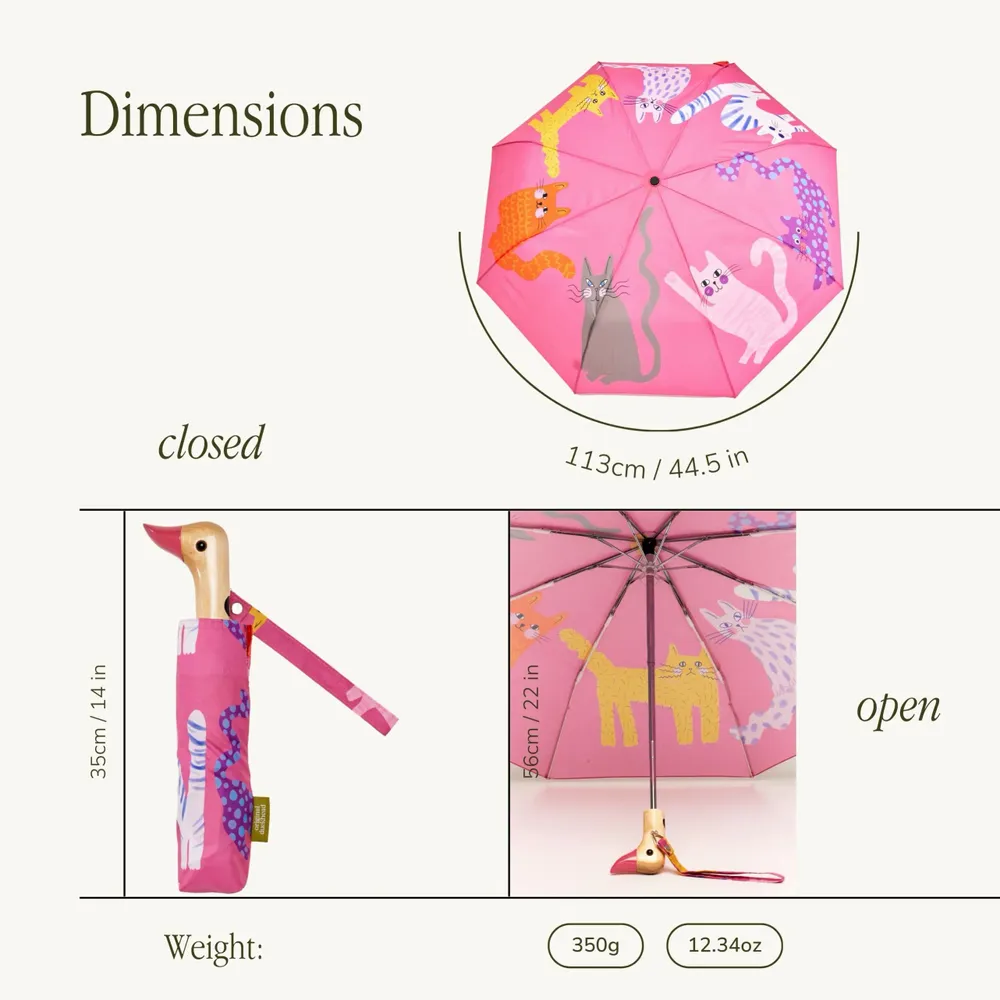Prêt-à-porter - Fuchsia Arty Cats Eco-friendly Duck Umbrella - ORIGINAL DUCKHEAD