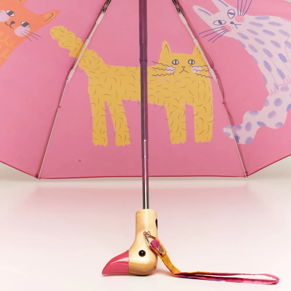 Prêt-à-porter - Fuchsia Arty Cats Eco-friendly Duck Umbrella - ORIGINAL DUCKHEAD