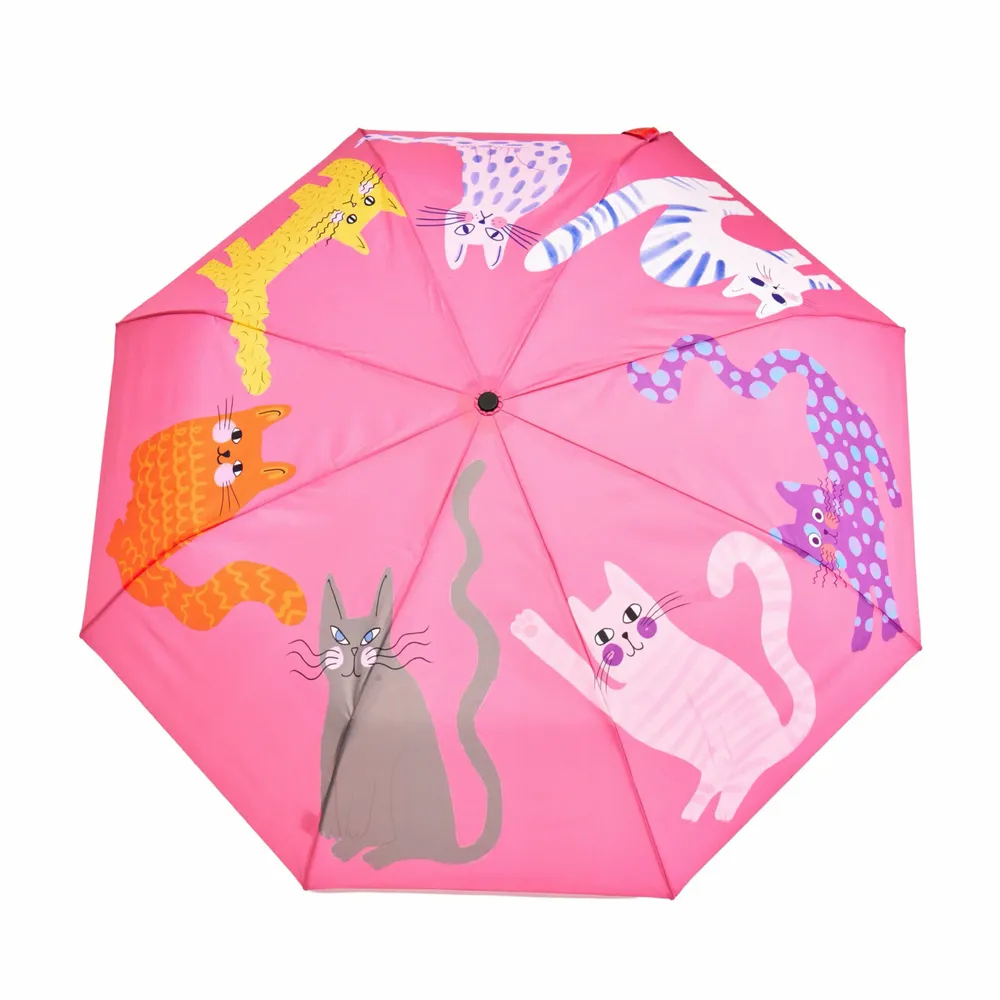 Prêt-à-porter - Fuchsia Arty Cats Eco-friendly Duck Umbrella - ORIGINAL DUCKHEAD